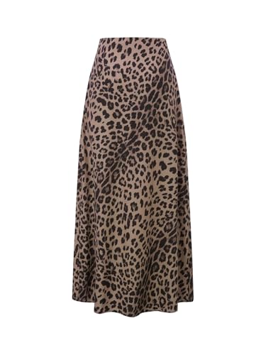 SweatyRocks Damen Rock Leopardenmuster Sommerrock Hohe Taille Maxirock Langer Freizeitrock Maxi Damenrock Locker Röcke Casualrock für Sommer Leo XL von SweatyRocks