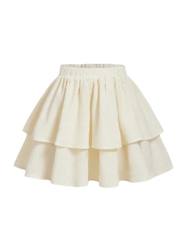 SweatyRocks Damen Rock Sommer Minirock mit Rüschensaum Kurzer Sommerrock Mehrschichtige Röcke Elastischer Bund Damenrock Freizeitrock Casualrock Aprikosenfarben XS von SweatyRocks