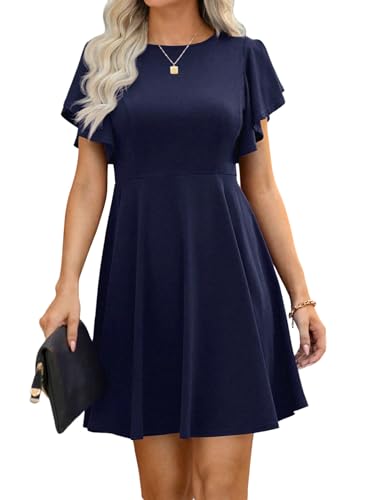 SweatyRocks Damen Sommerkleid Kurz Kleid Freizeitkleid Minikleid Faltenkleid Swing A-Linie Kleid Skaterkleid Sommer Lässig Kurzkleid mit Schmetterlingsärmeln Dunkelblau M SweatyRocks Damen Sommerkleid Kurz Kleid Freizeitkleid Minikleid Faltenkleid Swing A-Linie Kleid Skaterkleid Sommer Lässig Kurzkleid mit Schmetterlingsärmeln Dunkelblau M von SweatyRocks