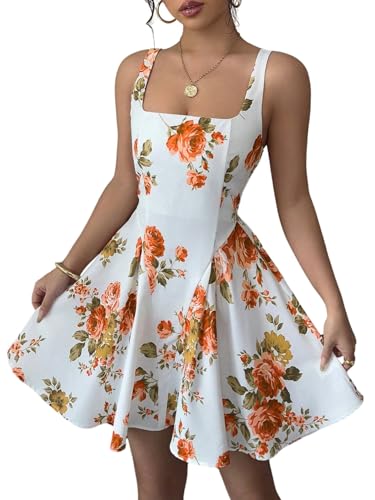 SweatyRocks Damen Sommerkleid Kurz Kleider Blumenmuster Kleid Eleagntes Freizeitkleid Sommer ärmelloses Minikleid A-Linie Skaterkleid Trägerkleid Gelb S SweatyRocks Damen Sommerkleid Kurz Kleider Blumenmuster Kleid Eleagntes Freizeitkleid Sommer ärmelloses Minikleid A-Linie Skaterkleid Trägerkleid Gelb S von SweatyRocks