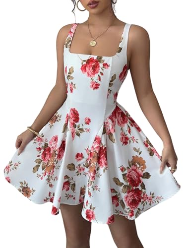 SweatyRocks Damen Sommerkleid Kurz Kleider Blumenmuster Kleid Eleagntes Freizeitkleid Sommer ärmelloses Minikleid A-Linie Skaterkleid Trägerkleid Weiß M SweatyRocks Damen Sommerkleid Kurz Kleider Blumenmuster Kleid Eleagntes Freizeitkleid Sommer ärmelloses Minikleid A-Linie Skaterkleid Trägerkleid Weiß M von SweatyRocks