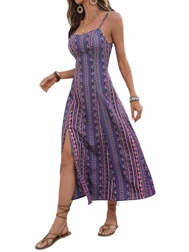 SweatyRocks Damen Sommerkleid Spaghettiträger Kleid Langer Trägerkleid Ärmellos Urlaubkleid Casual Boho-Kleid Strandkleid mit Schlitz Violett M SweatyRocks Damen Sommerkleid Spaghettiträger Kleid Langer Trägerkleid Ärmellos Urlaubkleid Casual Boho-Kleid Strandkleid mit Schlitz Violett M von SweatyRocks
