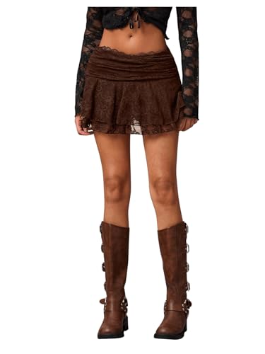 SweatyRocks Damen Spitzen Rock Y2k Minirock Drop Waist A Linie Röcke Peplum Rock Festival Outfit Minirock Rockabilly Spitzenrock Freizeitrock Kaffeebraun S SweatyRocks Damen Spitzen Rock Y2k Minirock Drop Waist A Linie Röcke Peplum Rock Festival Outfit Minirock Rockabilly Spitzenrock Freizeitrock Kaffeebraun S von SweatyRocks