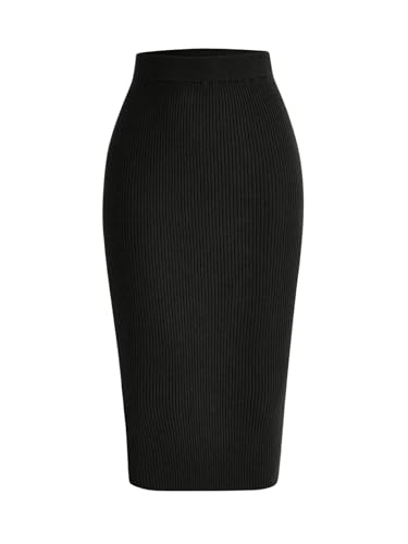 SweatyRocks Damen Strick Rock Elastischer Taille Midirock Pulloverrock Casaul Winterrock Bleistiftrock Enger Rock mit Schlitz Schwarz S SweatyRocks Damen Strick Rock Elastischer Taille Midirock Pulloverrock Casaul Winterrock Bleistiftrock Enger Rock mit Schlitz Schwarz S von SweatyRocks
