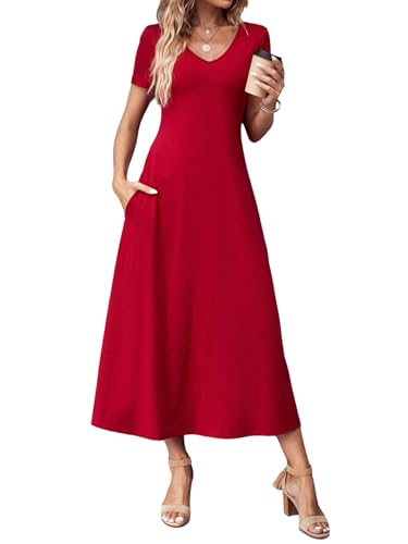 SweatyRocks Damen T-Shirt Kleid Lang Lässig Freizeitkleid Basic Kleider A Linie Sommerkleid Casual Midikleid Kurzarm Kleid mit Taschen Rot L SweatyRocks Damen T-Shirt Kleid Lang Lässig Freizeitkleid Basic Kleider A Linie Sommerkleid Casual Midikleid Kurzarm Kleid mit Taschen Rot L von SweatyRocks