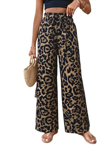 SweatyRocks Damen Weite Leo Hose Lange Hose Mit Weitem Bein Freizeithose Mit Gummizug Gerade Hosen Lockere Hosen Kaffeebraun S SweatyRocks Damen Weite Leo Hose Lange Hose Mit Weitem Bein Freizeithose Mit Gummizug Gerade Hosen Lockere Hosen Kaffeebraun S von SweatyRocks