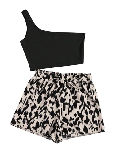 SweatyRocks Damen Zweiteiler Sommer Trägertop mit Shorts Crop Top und Kurze Hose mit Gürtel Freizeitanzug Zweiteiliger Sets 2 Teiler Set Schwarz M SweatyRocks Damen Zweiteiler Sommer Trägertop mit Shorts Crop Top und Kurze Hose mit Gürtel Freizeitanzug Zweiteiliger Sets 2 Teiler Set Schwarz M von SweatyRocks