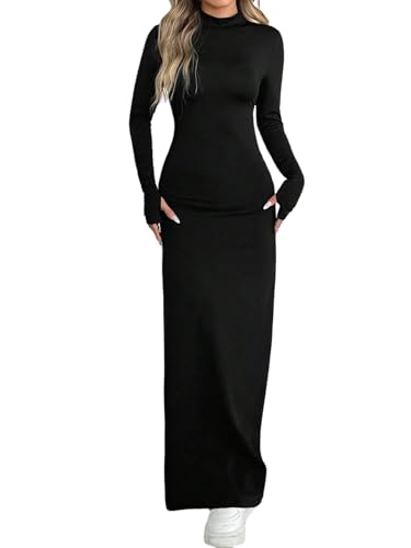 SweatyRocks Kleid Damen Lang Elegant Maxikleid Rollkragen Freizeitkleid Figurbetont Partykleid Bleistiftkleid Langarmkleid Ausgehkleid Schwarz S SweatyRocks Kleid Damen Lang Elegant Maxikleid Rollkragen Freizeitkleid Figurbetont Partykleid Bleistiftkleid Langarmkleid Ausgehkleid Schwarz S von SweatyRocks