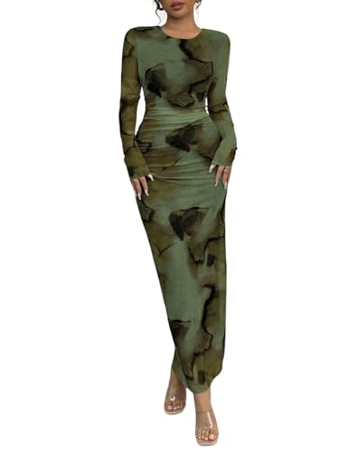 SweatyRocks Langarm Kleid Damen Elegant Rundhals Kleider Bodycon Maxikleid Figurbetontes Partykleid Freizeitkleid Langes Kleid mit Farbverlauf Grün XL SweatyRocks Langarm Kleid Damen Elegant Rundhals Kleider Bodycon Maxikleid Figurbetontes Partykleid Freizeitkleid Langes Kleid mit Farbverlauf Grün XL von SweatyRocks