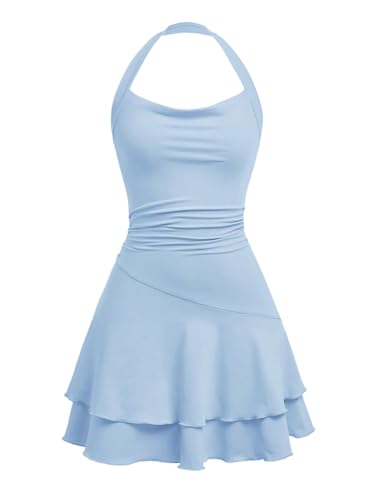 SweatyRocks Mädchen Kleid A Linie Sommerkleid Neckholder Kleider mit Rüschen Ärmelloses Mehrschichtiges Kleid Freizeitkleid Hellblau 10 Jahre SweatyRocks Mädchen Kleid A Linie Sommerkleid Neckholder Kleider mit Rüschen Ärmelloses Mehrschichtiges Kleid Freizeitkleid Hellblau 10 Jahre von SweatyRocks