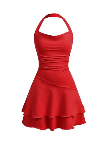 SweatyRocks Mädchen Kleid A Linie Sommerkleid Neckholder Kleider mit Rüschen Ärmelloses Mehrschichtiges Kleid Freizeitkleid Rot 11 Jahre SweatyRocks Mädchen Kleid A Linie Sommerkleid Neckholder Kleider mit Rüschen Ärmelloses Mehrschichtiges Kleid Freizeitkleid Rot 11 Jahre von SweatyRocks