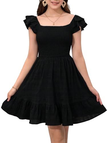 SweatyRocks Mädchen Kleid A Linie Sommerkleid Volant Ärmel Trägerkleid Elegant Mädchenkleider mit Rüschen U Ausschnitt Freizeitkleid Schwarz 14 Jahre SweatyRocks Mädchen Kleid A Linie Sommerkleid Volant Ärmel Trägerkleid Elegant Mädchenkleider mit Rüschen U Ausschnitt Freizeitkleid Schwarz 14 Jahre von SweatyRocks