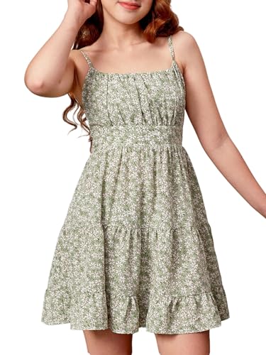 SweatyRocks Mädchen Kleid Spaghettiträger Sommerkleid Blümchenmuster Freizeitkleid Boho Mädchenkleider Kurze Kleider mit Rüschenbüste Blumenkleider Grün 11 Jahre SweatyRocks Mädchen Kleid Spaghettiträger Sommerkleid Blümchenmuster Freizeitkleid Boho Mädchenkleider Kurze Kleider mit Rüschenbüste Blumenkleider Grün 11 Jahre von SweatyRocks