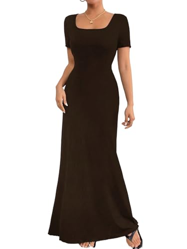 SweatyRocks Maxikleid Damen Elegant Sommerkleid Bodycon Kleid Mit Eckigem Ausschnitt Abendkleid Lang Hochzeitsgast Kleid A Linie Kleider Mokka Braun S SweatyRocks Maxikleid Damen Elegant Sommerkleid Bodycon Kleid Mit Eckigem Ausschnitt Abendkleid Lang Hochzeitsgast Kleid A Linie Kleider Mokka Braun S von SweatyRocks