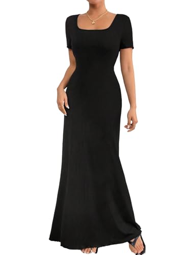 SweatyRocks Maxikleid Damen Elegant Sommerkleid Bodycon Kleid Mit Eckigem Ausschnitt Abendkleid Lang Hochzeitsgast Kleid A Linie Kleider Schwarz S SweatyRocks Maxikleid Damen Elegant Sommerkleid Bodycon Kleid Mit Eckigem Ausschnitt Abendkleid Lang Hochzeitsgast Kleid A Linie Kleider Schwarz S von SweatyRocks
