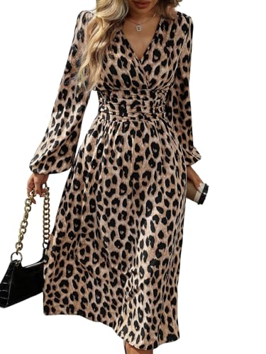 SweatyRocks Maxikleider Damen Elegant Langarm Leoparden Kleid Wickelkleid Leo Winterkleid Rüschenkleid Mit Leo Print Herbstkleid Langes Blusenkleid Leoparden S SweatyRocks Maxikleider Damen Elegant Langarm Leoparden Kleid Wickelkleid Leo Winterkleid Rüschenkleid Mit Leo Print Herbstkleid Langes Blusenkleid Leoparden S von SweatyRocks