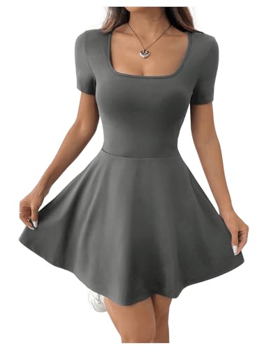 SweatyRocks Minikleid Damen Sexy A Linie Kleid Mit Eckigem Ausschnitt Sommerkleid Kurz Kleid Mit Taschen A Linien Kleid Mit Hose Drunter Grau L SweatyRocks Minikleid Damen Sexy A Linie Kleid Mit Eckigem Ausschnitt Sommerkleid Kurz Kleid Mit Taschen A Linien Kleid Mit Hose Drunter Grau L von SweatyRocks