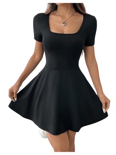 SweatyRocks Minikleid Damen Sexy A Linie Kleid Mit Eckigem Ausschnitt Sommerkleid Kurz Kleid Mit Taschen A Linien Kleid Mit Hose Drunter Schwarz XS SweatyRocks Minikleid Damen Sexy A Linie Kleid Mit Eckigem Ausschnitt Sommerkleid Kurz Kleid Mit Taschen A Linien Kleid Mit Hose Drunter Schwarz XS von SweatyRocks