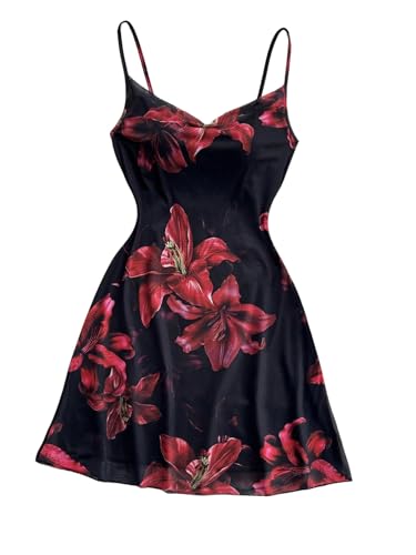 SweatyRocks Minikleid Damen Sommer Spaghettiträger Kleid Blumenkleid Partykleid A Linie Sommerkleid Rückenfreies Trägerkleid Drapiertes Kleid Schwarz M SweatyRocks Minikleid Damen Sommer Spaghettiträger Kleid Blumenkleid Partykleid A Linie Sommerkleid Rückenfreies Trägerkleid Drapiertes Kleid Schwarz M von SweatyRocks