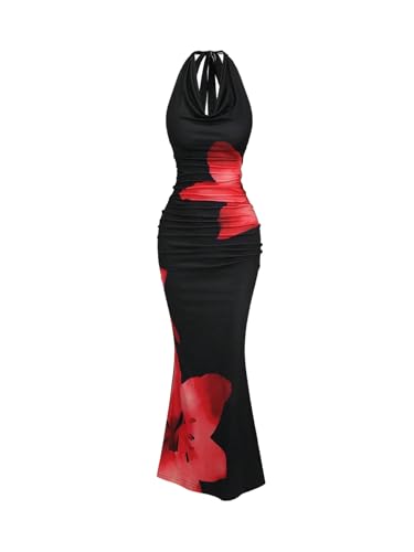 SweatyRocks Neckholder Kleid Damen Lang Elegant Maxikleid Mit Blumen Hochzeitsgast Kleid Bodycon Blumenkleid Abendkleider Partykleid Cocktailkleider Schwarz L SweatyRocks Neckholder Kleid Damen Lang Elegant Maxikleid Mit Blumen Hochzeitsgast Kleid Bodycon Blumenkleid Abendkleider Partykleid Cocktailkleider Schwarz L von SweatyRocks