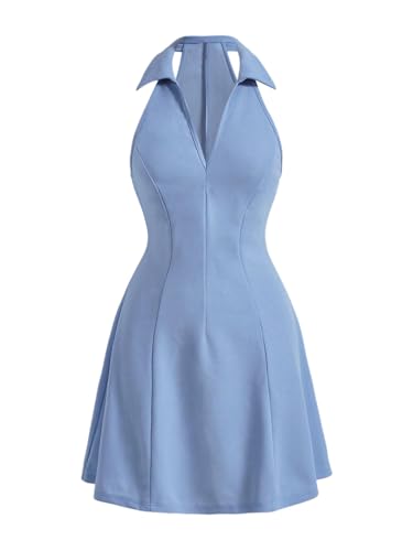 SweatyRocks Polokleid Damen Sommerkleid A Linie Minikleid Sexy Kleid Mit V Ausschnitt Partykleid Kurzes Kleid Neckholder Kleider Freizeitkleid Hellblau L SweatyRocks Polokleid Damen Sommerkleid A Linie Minikleid Sexy Kleid Mit V Ausschnitt Partykleid Kurzes Kleid Neckholder Kleider Freizeitkleid Hellblau L von SweatyRocks
