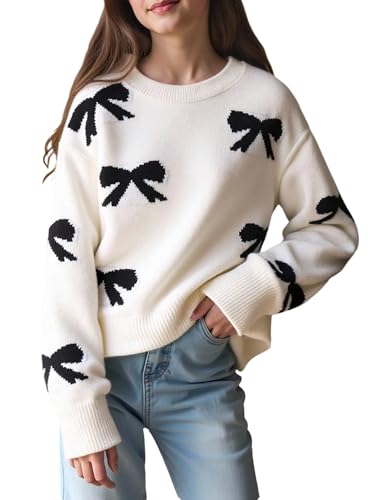 SweatyRocks Pullover Mädchen Süß Strickpullover mit Schleife Rundhals Langarm Pulli Oberteil Oversized Winterpullover Herbst Outfit Schwarz und Weiß 11 Jahre SweatyRocks Pullover Mädchen Süß Strickpullover mit Schleife Rundhals Langarm Pulli Oberteil Oversized Winterpullover Herbst Outfit Schwarz und Weiß 11 Jahre von SweatyRocks