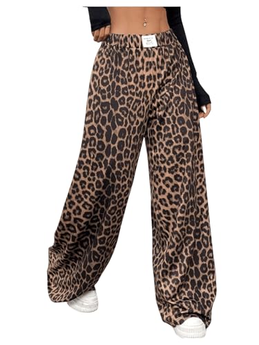 SweatyRocks Sommerhose Damen Lang Lockere Hosen Y2k Leoparden Hose Weite Hosen Mit Gummizug Wide Leg Hose Leo Freizeithose Leo XS SweatyRocks Sommerhose Damen Lang Lockere Hosen Y2k Leoparden Hose Weite Hosen Mit Gummizug Wide Leg Hose Leo Freizeithose Leo XS von SweatyRocks