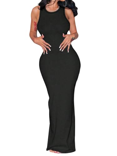 SweatyRocks Sommerkleid Damen Bodycon Kleid Gerippt Lang Maxikleid Rundhals Tank Kleider Slim Fit Partykleid Enger Freizeitkleid Schwarz M SweatyRocks Sommerkleid Damen Bodycon Kleid Gerippt Lang Maxikleid Rundhals Tank Kleider Slim Fit Partykleid Enger Freizeitkleid Schwarz M von SweatyRocks
