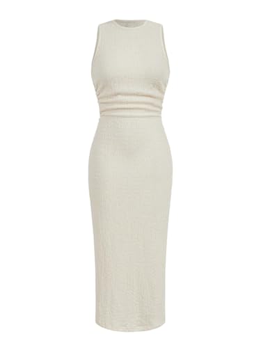 SweatyRocks Sommerkleid Damen Elegant Lang Maxikleider Hochzeitsgast Sommer Tank Kleid Bodycon Maxi Dress Strandkleid Mit Struktur Partykleid Aprikosenfarben M von SweatyRocks