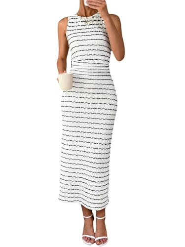 SweatyRocks Sommerkleid Damen Elegant Lang Maxikleider Hochzeitsgast Sommer Tank Kleid Bodycon Maxi Dress Strandkleid Mit Struktur Partykleid Schwarz und Weiß L SweatyRocks Sommerkleid Damen Elegant Lang Maxikleider Hochzeitsgast Sommer Tank Kleid Bodycon Maxi Dress Strandkleid Mit Struktur Partykleid Schwarz und Weiß L von SweatyRocks