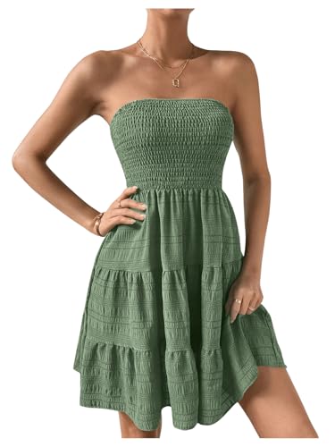 SweatyRocks Sommerkleid Damen Kurz Sexy Bandeau Kleid Mini Trägerloses Kleid Elegant Kleid Mit Rüschen Minikleid A Linie Kleid Armeegrün XL SweatyRocks Sommerkleid Damen Kurz Sexy Bandeau Kleid Mini Trägerloses Kleid Elegant Kleid Mit Rüschen Minikleid A Linie Kleid Armeegrün XL von SweatyRocks