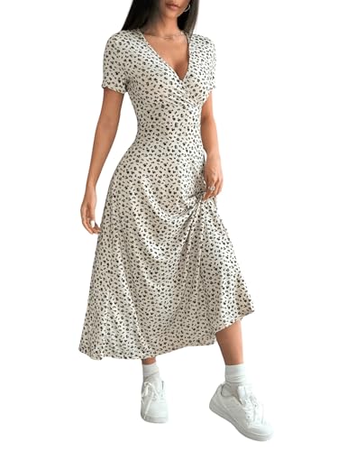 SweatyRocks Sommerkleid Damen Lang Elegant Blumenkleid Maxikleid Mit Blümchen A Linien Kleider Boho Kleid Sommer V Ausschnitt Wickelkleider Beige L SweatyRocks Sommerkleid Damen Lang Elegant Blumenkleid Maxikleid Mit Blümchen A Linien Kleider Boho Kleid Sommer V Ausschnitt Wickelkleider Beige L von SweatyRocks