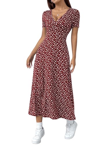 SweatyRocks Sommerkleid Damen Lang Elegant Blumenkleid Maxikleid Mit Blümchen A Linien Kleider Boho Kleid Sommer V Ausschnitt Wickelkleider Rot M SweatyRocks Sommerkleid Damen Lang Elegant Blumenkleid Maxikleid Mit Blümchen A Linien Kleider Boho Kleid Sommer V Ausschnitt Wickelkleider Rot M von SweatyRocks