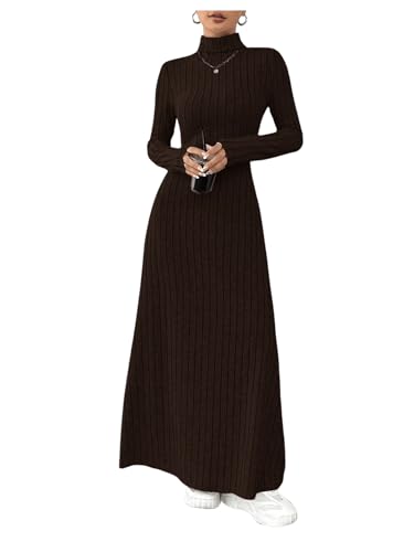 SweatyRocks Strickkleid Damen Winter Elegant Langarm Kleid Lang A Linien Kleid Maxikleid Mit Rollkragen Freizeitkleid Winterkleid Braun M SweatyRocks Strickkleid Damen Winter Elegant Langarm Kleid Lang A Linien Kleid Maxikleid Mit Rollkragen Freizeitkleid Winterkleid Braun M von SweatyRocks