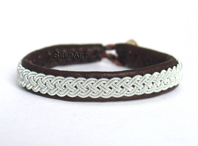 Swedart B03 Xxs Grouse Lappland Armband Rentier Leder Geweih Knopf 3/8"Breit Dunkelbraun von SwedArt