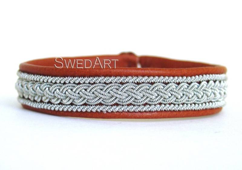 Swedart B05 Xs Classic Lappland Armband Rentier Leder Geweih Knopf 7/16"Breit Tan von SwedArt