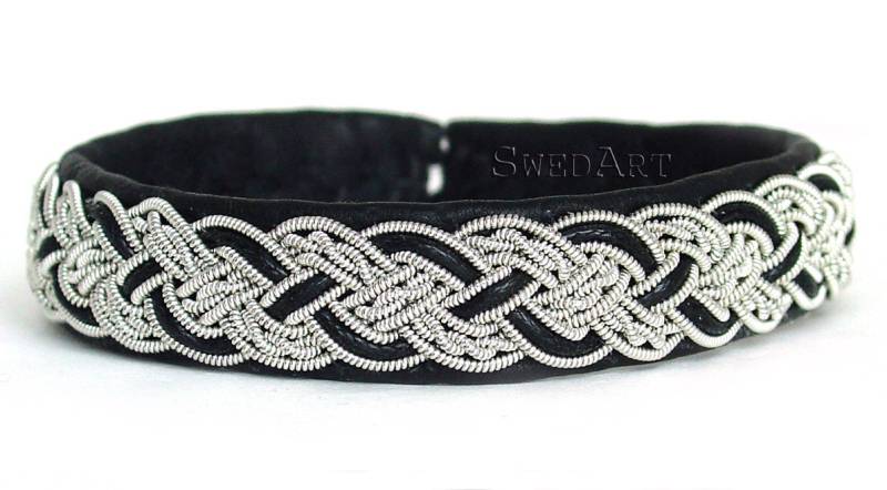Swedart B19 Small Stockholm Lapland Armband Rentier Leder Geweih Knopf Schwarz von SwedArt