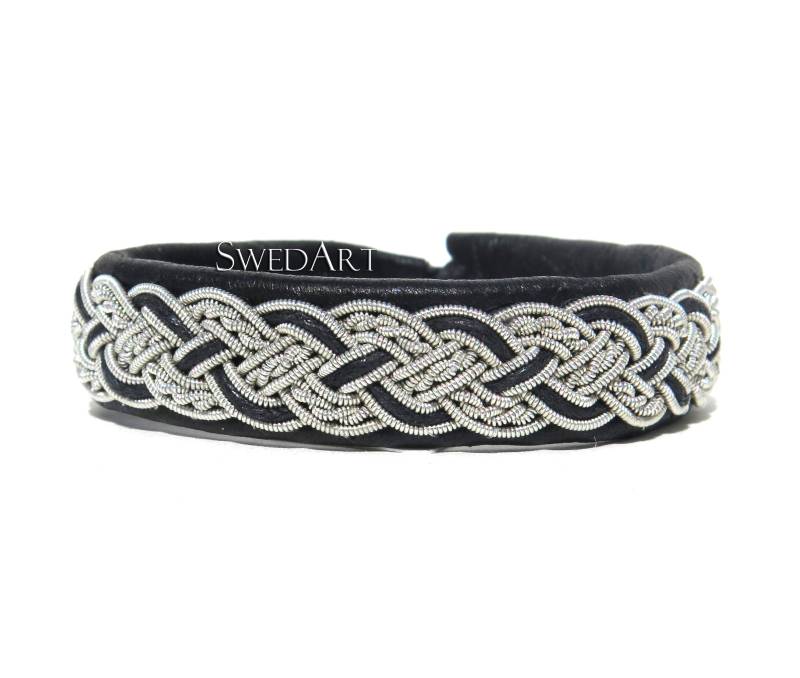 Swedart B19 Xxs Stockholm Lapland Armband Rentier Leder Geweih Knopf Schwarz von SwedArt