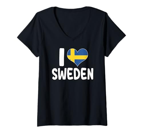 Damen Ich liebe Sweden Pride Swedish Roots T-Shirt mit V-Ausschnitt Damen Ich liebe Sweden Pride Swedish Roots T-Shirt mit V-Ausschnitt von Swedish Flag Designs Sweden Proud Viking Roots