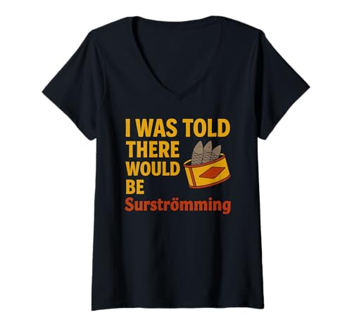 Damen Lustiger Surstromming Spruch schwedische Fischschale Surströmming T-Shirt mit V-Ausschnitt von Swedish Flag Designs Sweden Proud Viking Roots