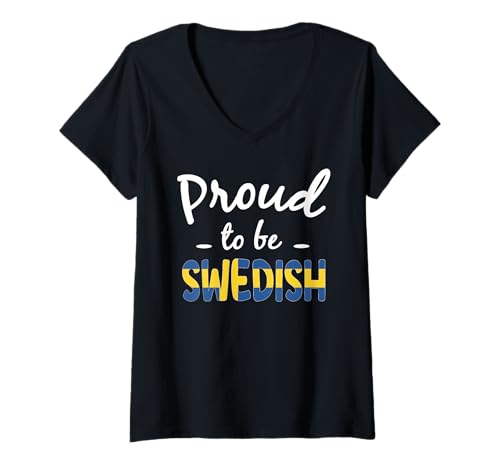 Damen Stolz darauf, schwedische Wurzeln zu sein und Sweden Pride zu lieben T-Shirt mit V-Ausschnitt Damen Stolz darauf, schwedische Wurzeln zu sein und Sweden Pride zu lieben T-Shirt mit V-Ausschnitt von Swedish Flag Designs Sweden Proud Viking Roots