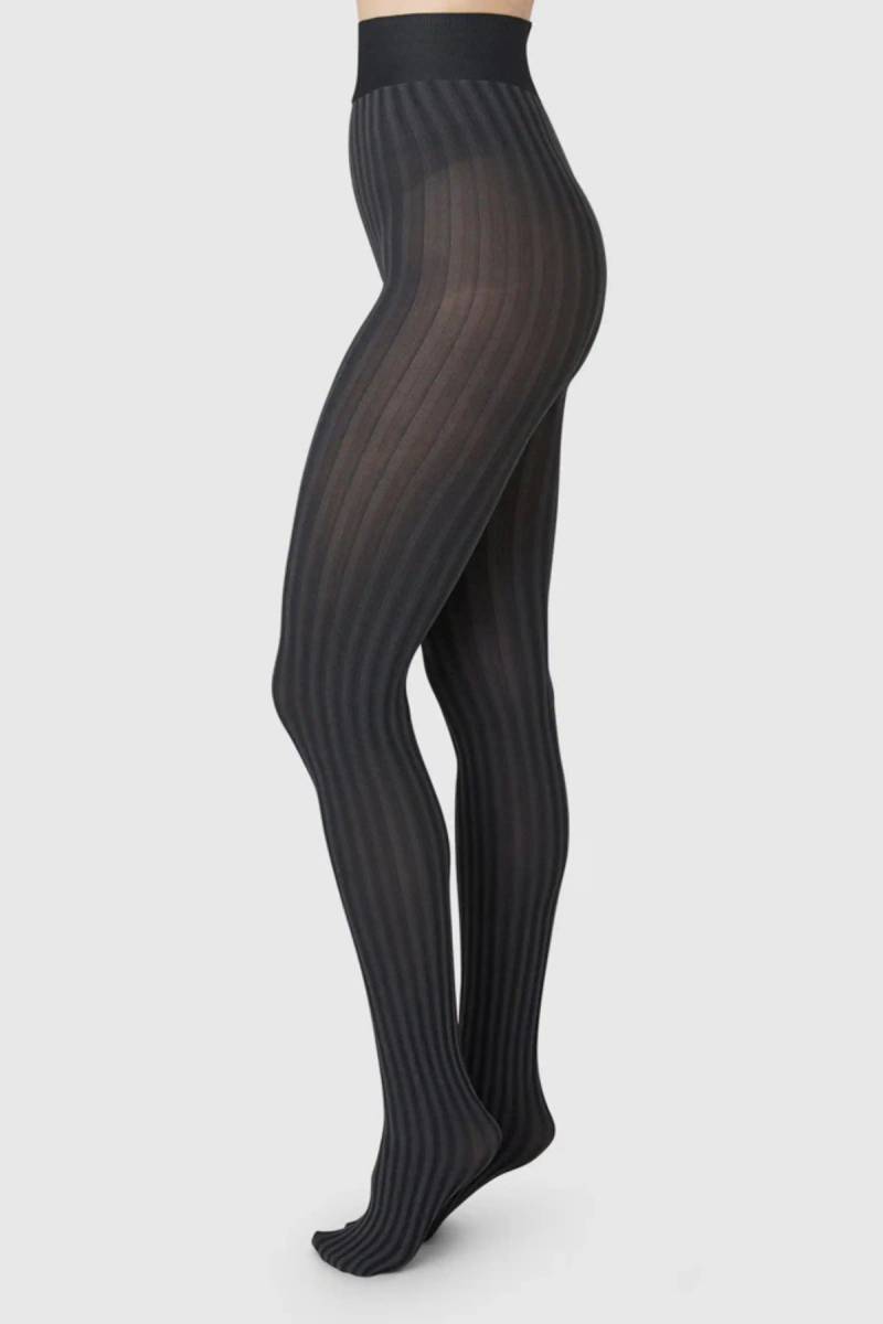 Strumpfhose Hilda Stripe Schwarz von Swedish Stockings