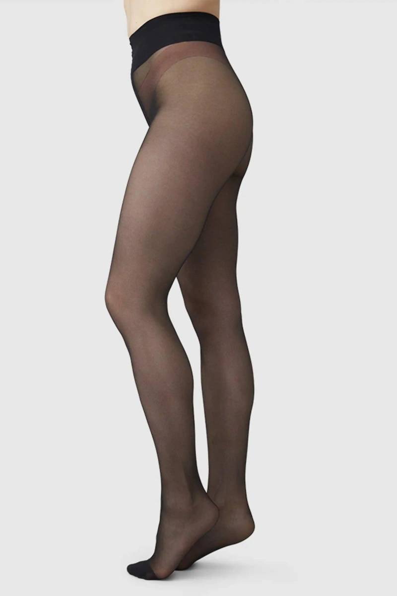 Strumpfhose Malva Ladder Resistant Schwarz von Swedish Stockings