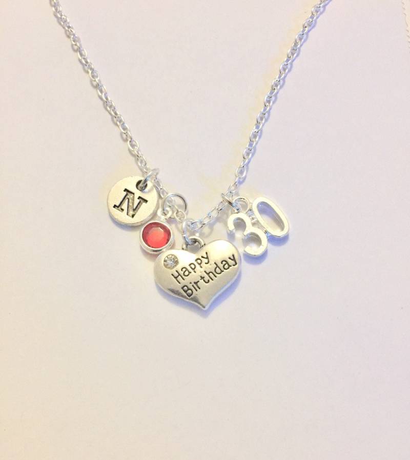 30. Geburtstag Charm Halskette Personalisierte Initiale, Schwester Geschenk von SwedishBeautyDesign