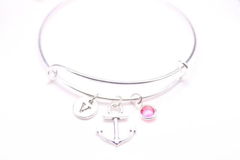 Anker Armreif Personalisierter Initial Charm, Silberschmuck von SwedishBeautyDesign