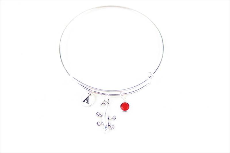Eidechsen Charm Armreif Initial & Geburtsstein, Reptilien Schmuck von SwedishBeautyDesign