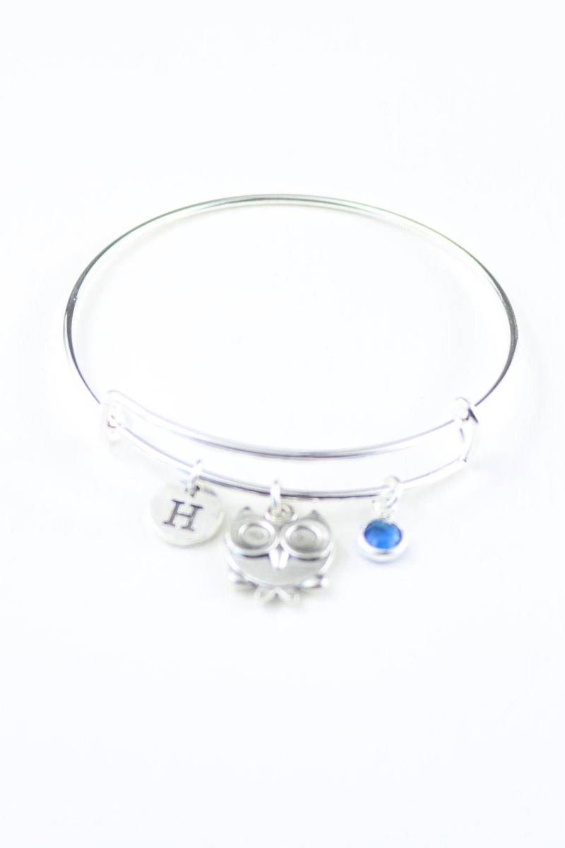 Eulen Armreif Personalisierter Silber Charm Schmuck von SwedishBeautyDesign