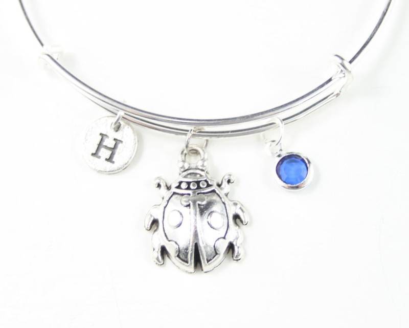 Marienkäfer Charm Armreif Personalisiertes Silber Insekt Armband von SwedishBeautyDesign