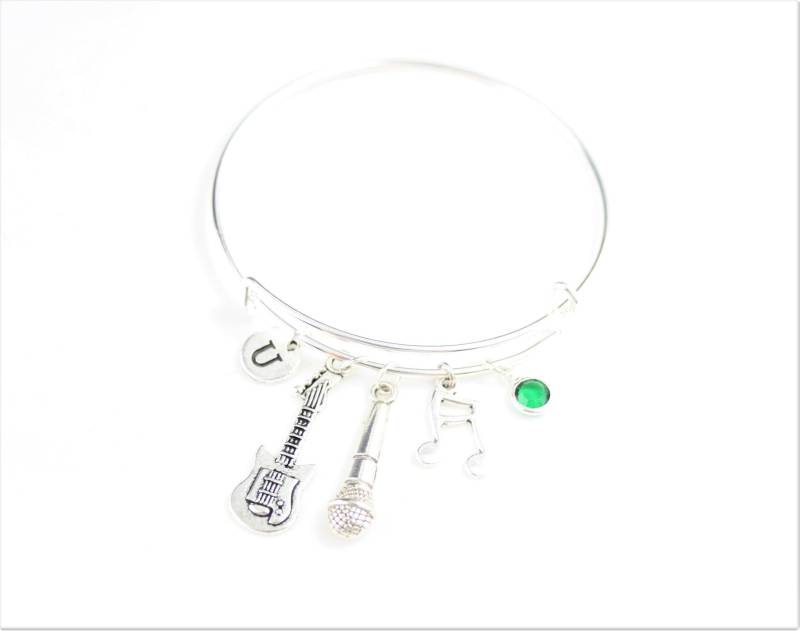 Musiker Charm Armreif Gitarre, Mikrofon, Musiknote - Verstellbar von SwedishBeautyDesign
