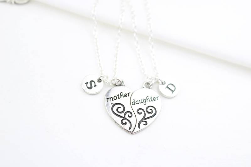 Mutter Tochter Halskette 2Er Set Personalisierte Anfang Herz Schmuck von SwedishBeautyDesign